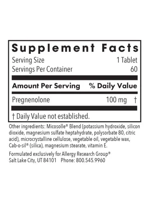 Allergy Research Group Pregnenolone 100 Hormone Support -- hormone support, cognitive function - Back