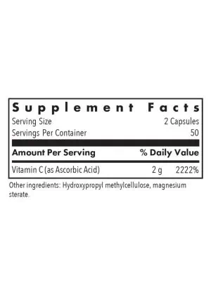 Allergy Research Group Pure Vitamin C -- vitamin c, dietary supplement. - Back