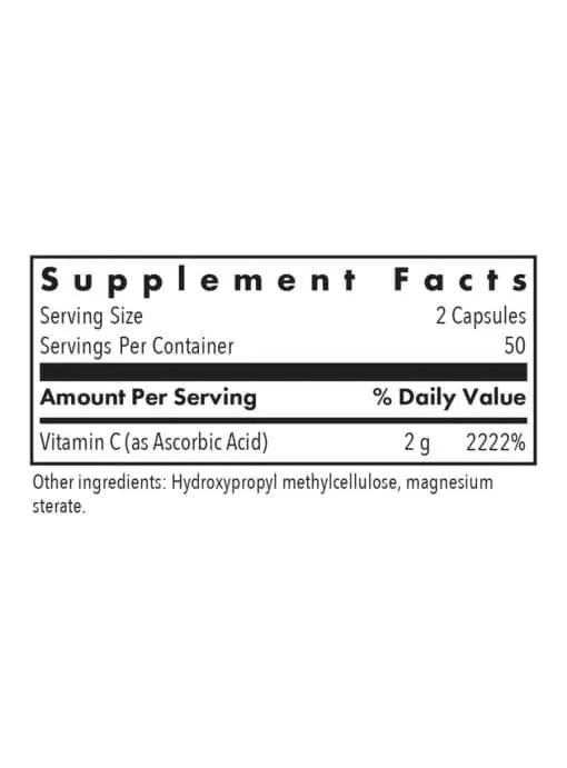 Allergy Research Group Pure Vitamin C -- vitamin c, dietary supplement. - Back