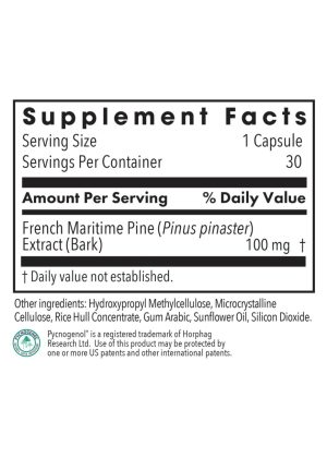 Allergy Research Group Pycnogenol 100 -- pine bark extract, antioxidant support. - Back