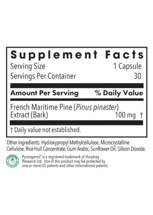 Allergy Research Group Pycnogenol 100 -- pine bark extract, antioxidant support. - Back