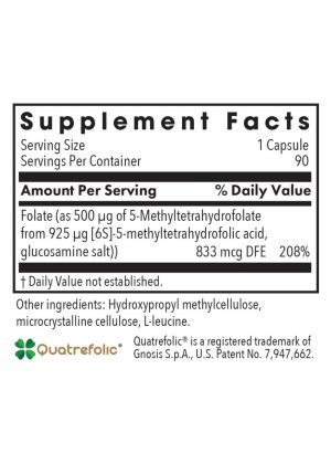 Allergy Research Group QuatreActiv(R) Folate -- folate supplement, 5-MTHF - Back