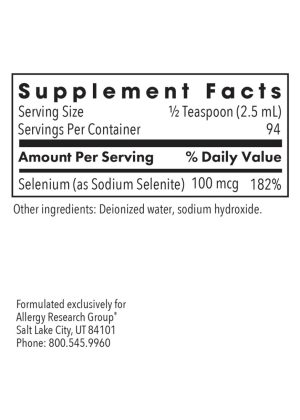 Allergy Research Group Selenium Solution -- selenium supplement, liquid selenium. - Back