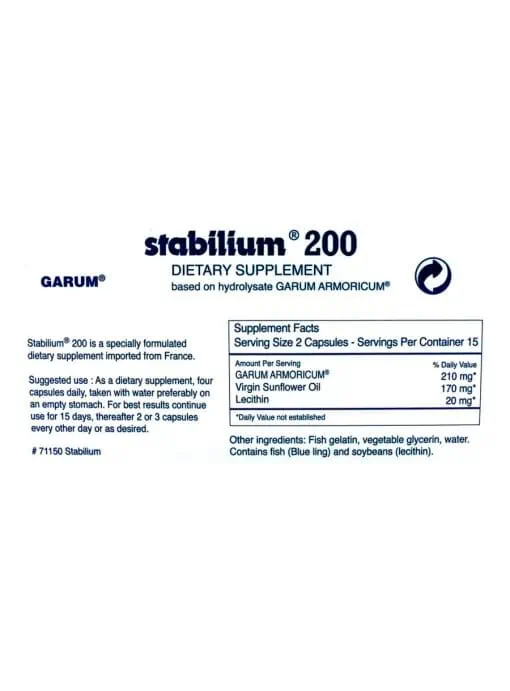 Allergy Research Group Stabilium 200 -- marine-based support, stress resilience. - Back