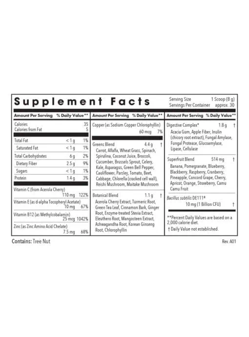 Allergy Research Group Super Greens -- super greens, dietary supplement. - Back