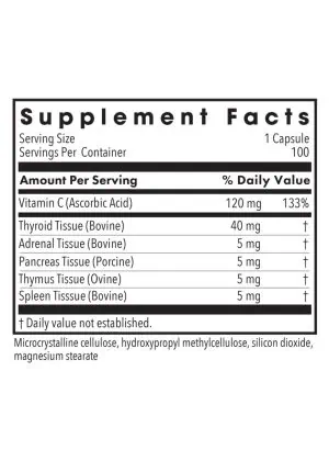 Allergy Research Group TG 100 Natural Glandulars -- thyroid support, immune health. - Back