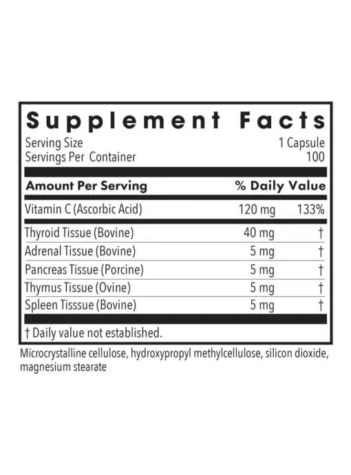 Allergy Research Group TG 100 Natural Glandulars -- thyroid support, immune health. - Back