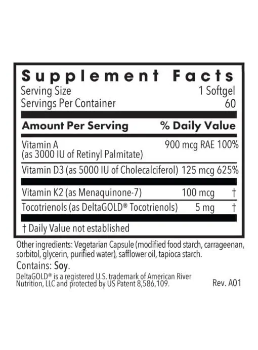 Allergy Research Group Vitamin D3 Complete 5000 High Potency with A and K2 -- vitamin D, vitamin A - Back