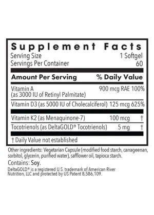 Allergy Research Group Vitamin D3 Complete Daily Balance with A and K2 -- vitamin D, vitamin A - Back