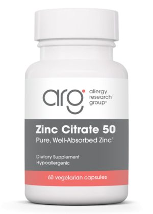 Allergy Research Group Zinc Citrate 50mg -- zinc supplement, immune support.