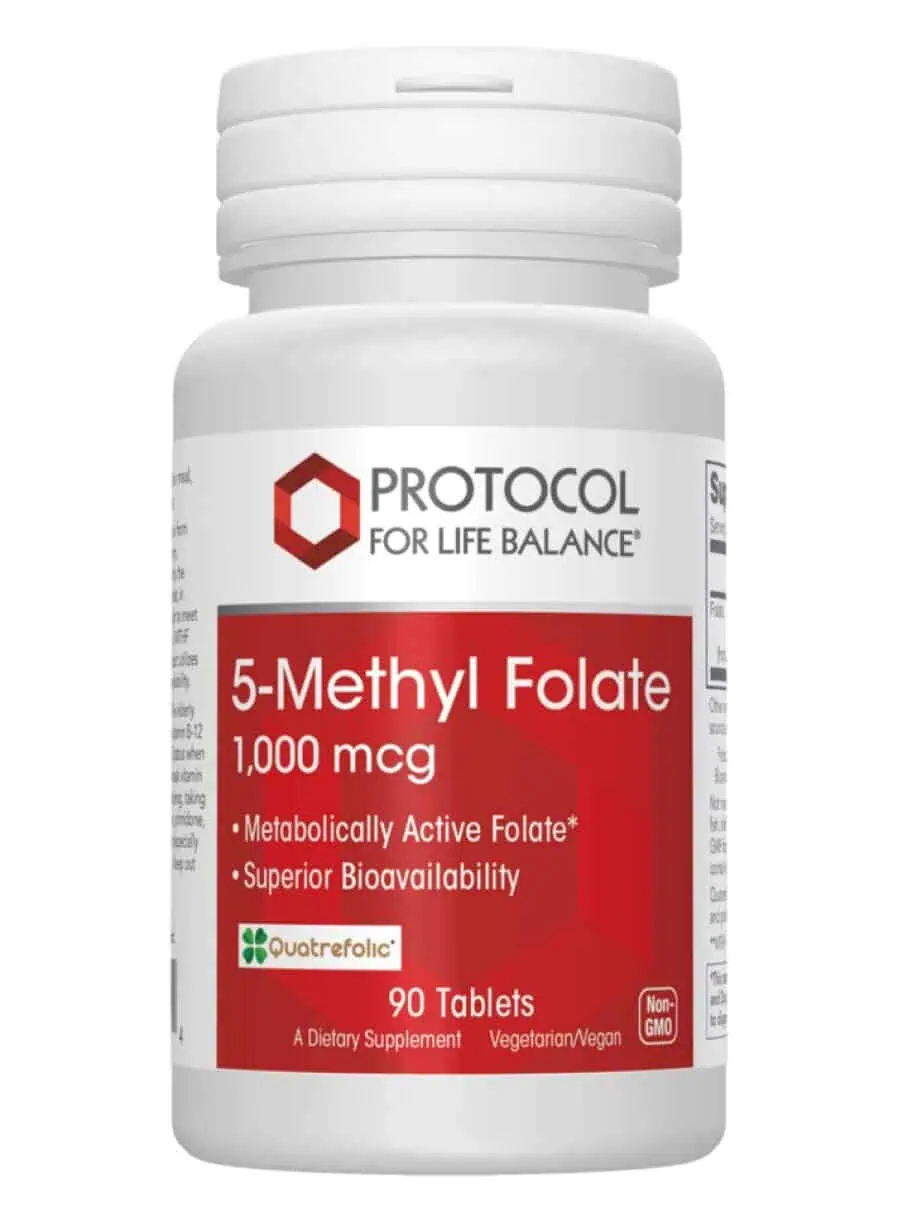 Protocol For Life 5-Methyl Folate 1,000mcg -- folate supplement, bioavailable folic acid.