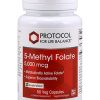 Protocol For Life 5-Methyl Folate 5000mcg -- folate supplement, brain health support.