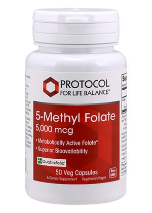 Protocol For Life 5-Methyl Folate 5000mcg -- folate supplement, brain health support.