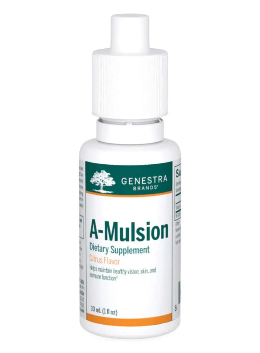 Seroyal/Genestra A-Mulsion Liquid -- emulsified vitamin A, vegan-friendly.