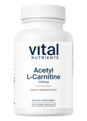 Vital Nutrients Acetyl L-Carnitine 500mg -- cognitive support, memory enhancement.