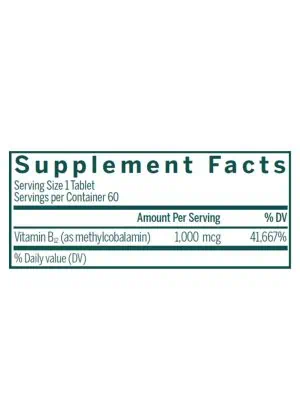 Seroyal/Genestra Active Chewable B12/Methylcobalamin -- vitamin B12, chewable tablet. - Back