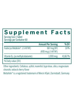 Seroyal/Genestra Active Chewable B12 + Methylfolate -- vitamin B12, L-methylfolate. - Back