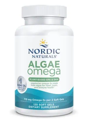 Nordic Naturals Pro Algae Omega -- vegetarian omega-3, plant-based EPA DHA.