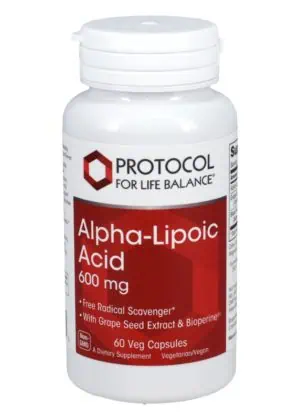 Protocol For Life Alpha Lipoic Acid 600mg -- free radical scavenger, neural health support.