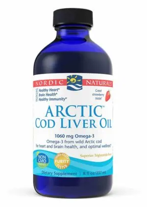 Nordic Naturals Pro Arctic Cod Liver Oil Strawberry -- fish oil, omega-3 supplement.