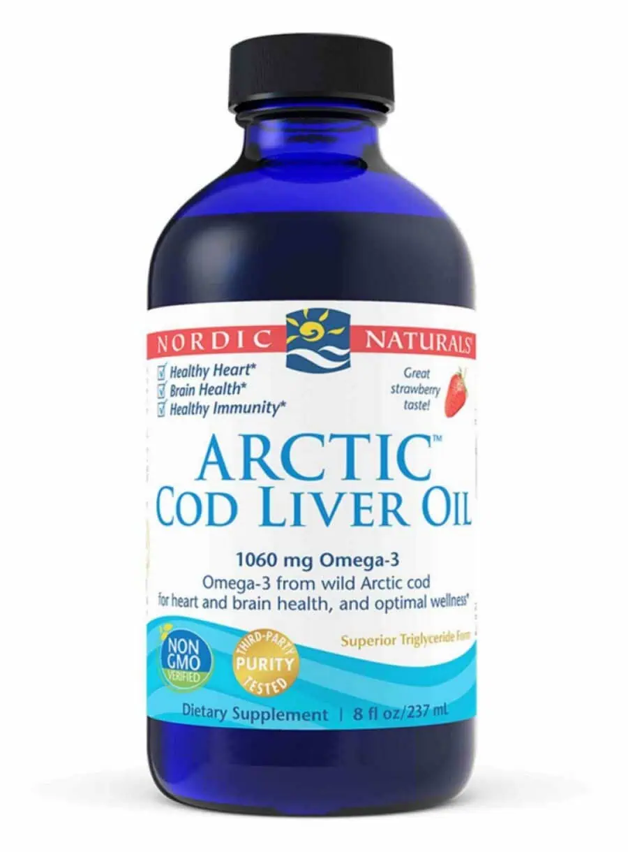 Nordic Naturals Pro Arctic Cod Liver Oil Strawberry -- fish oil, omega-3 supplement.