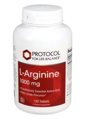 Protocol For Life Arginine 1000mg -- nitric oxide precursor, amino acid support.