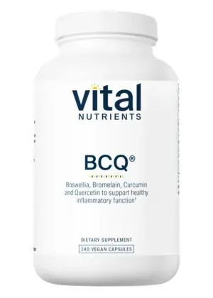 Vital Nutrients BCQ: Bromelain, Curcumin and Quercetin -- digestive support, anti-inflammatory.