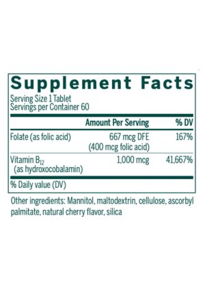Seroyal/Genestra Bio B12 + Folic Acid Chewable -- vitamin B12, folic acid - Back