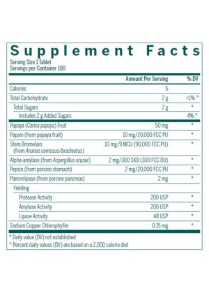 Seroyal/Genestra Bio Enzymes (Chewable) -- digestive enzymes, chewable tablets. - Back