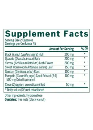 Seroyal/Genestra Black Walnut Capsules -- digestive health, herbal support. - Back