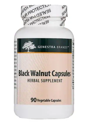 Seroyal/Genestra Black Walnut Capsules -- digestive health, herbal support.