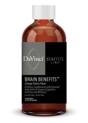DaVinci Labs Brain Benefits -- omega-3 supplement, cognitive support.