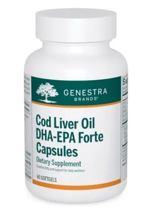 Genestra Cod Liver Oil DHA/EPA Forte -- cod liver oil, omega fatty acids.
