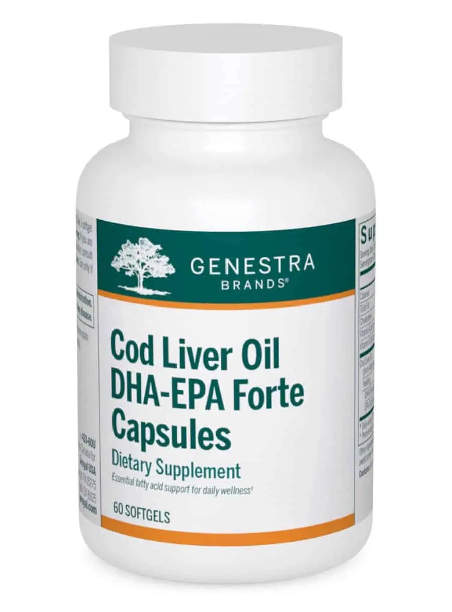 Genestra Cod Liver Oil DHA/EPA Forte -- cod liver oil, omega fatty acids.