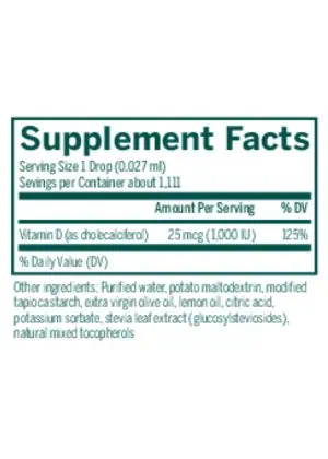 Seroyal/Genestra D-Mulsion 1000 (lemon) -- emulsified vitamin D, citrus flavor. - Back