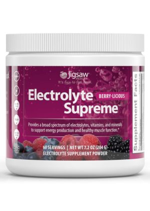 Jigsaw Electrolyte Supreme Berry-Licious -- electrolyte drink mix, hydration support.