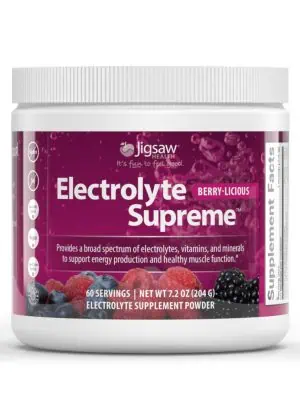 Jigsaw Electrolyte Supreme Berry-Licious -- electrolyte drink mix, hydration support.