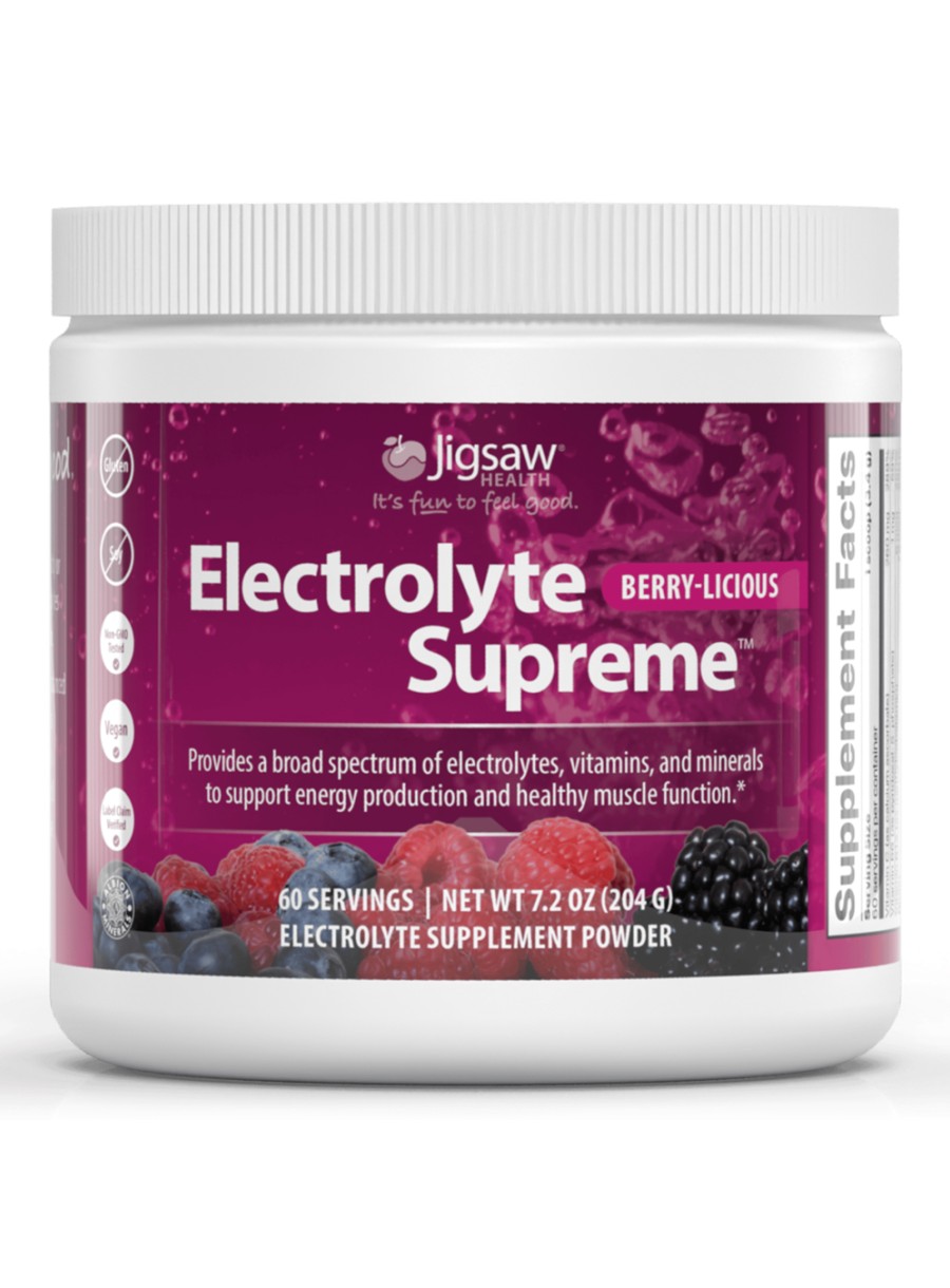 Jigsaw Electrolyte Supreme Berry-Licious -- electrolyte drink mix, hydration support.