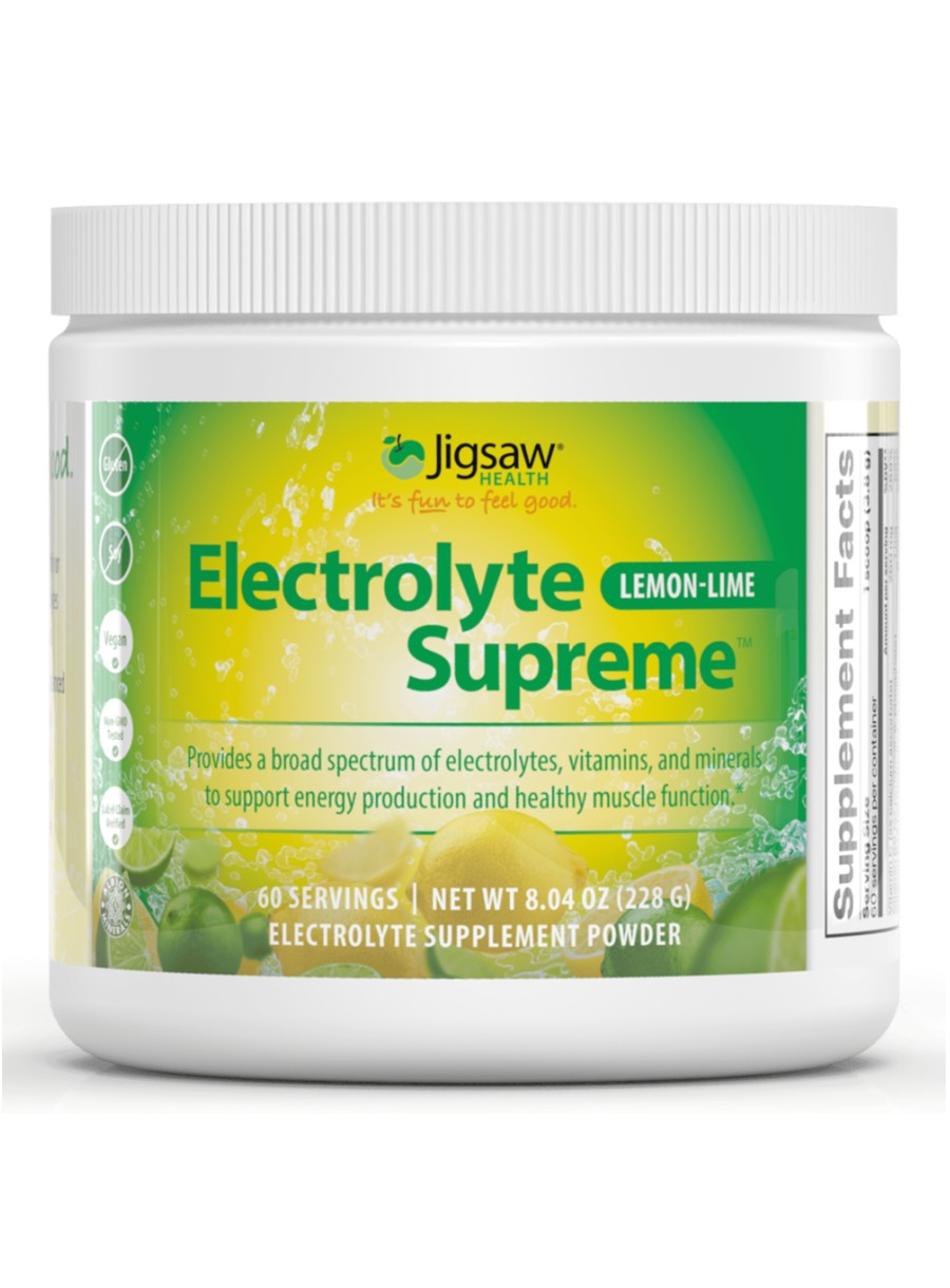 Jigsaw Health Electrolyte Supreme - Lemon Lime -- electrolyte supplement, hydration support.