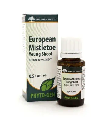 Genestra European Mistletoe Young Shoot -- herbal supplement, vegan-friendly.