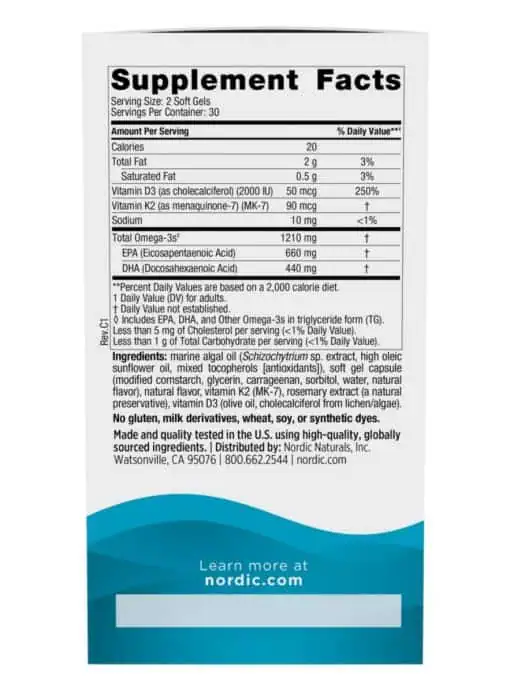 Ultimate Omega with D3 + K2, Plant-Based EPA & DHA, Lemon Flavor - Image 3