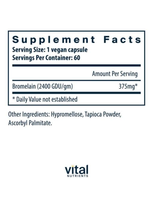 Bromelain High Potency 2400GDU 375mg - Image 2