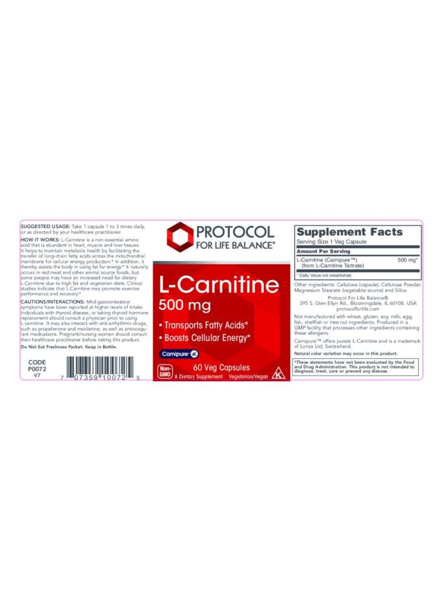l carnitine vegetarian sources L-Carnitine 500mg