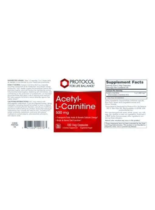 Acetyl-L-Carnitine 500mg - Image 2