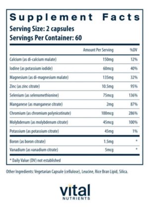 Alternative view of Multi-Minerals Citrate/Malate Formula (No Copper or Iron)