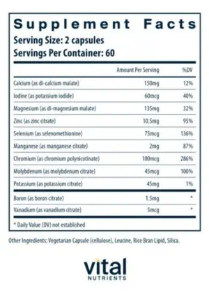 Alternative view of Multi-Minerals Citrate/Malate Formula (No Copper or Iron)