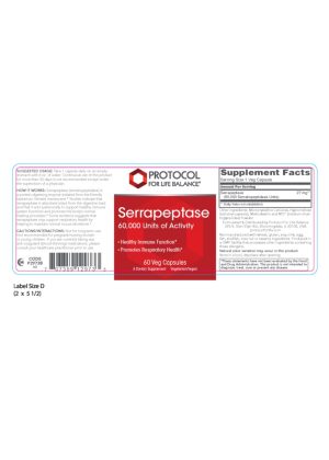 Alternative view of Serrapeptase 60,000 Units of Activity