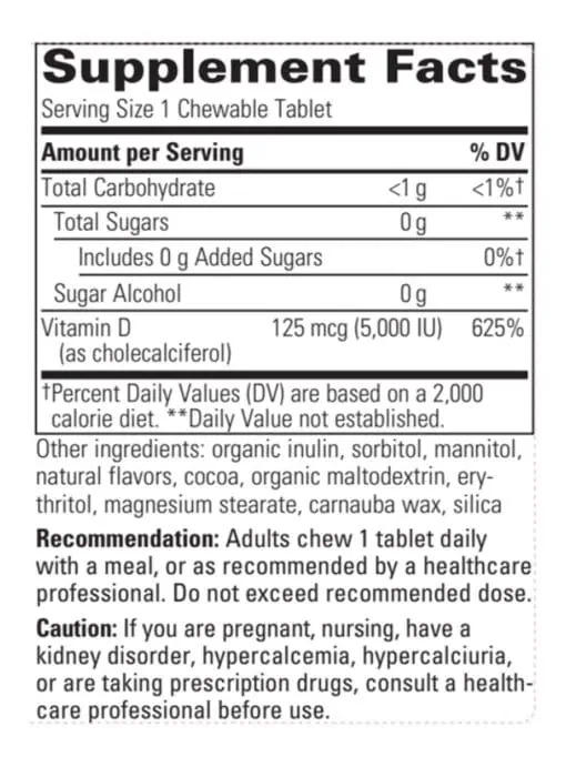 Vitamin D3 5000IU Chewable/Chocolate - Image 3