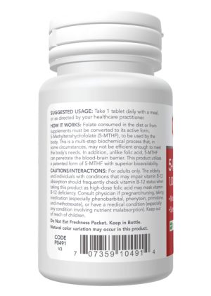 Alternative view of 5-Methyl Folate 1,000mcg