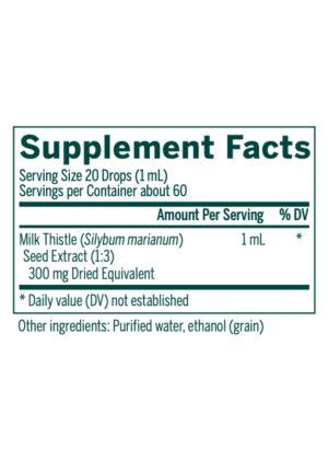 Seroyal/Genestra G-Milk Thistle Tincture -- milk thistle extract, liver support. - Back